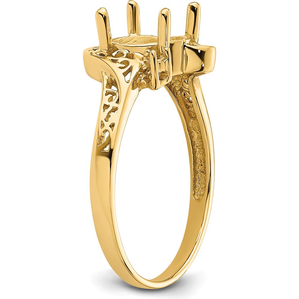14K Yellow Gold Filigree Ring Mounting for 9x7 Oval Gemstone with Polished Finish by Monteluci Fine Jewelry