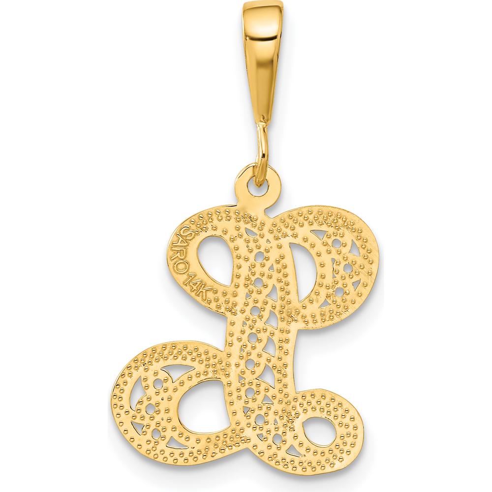 14K Yellow Gold Filigree Script Letter "L" Initial Pendant by Oro Pregiato