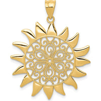 14K Yellow Gold Filigree Sun Pendant with Polished Finish by Oro Pregiato