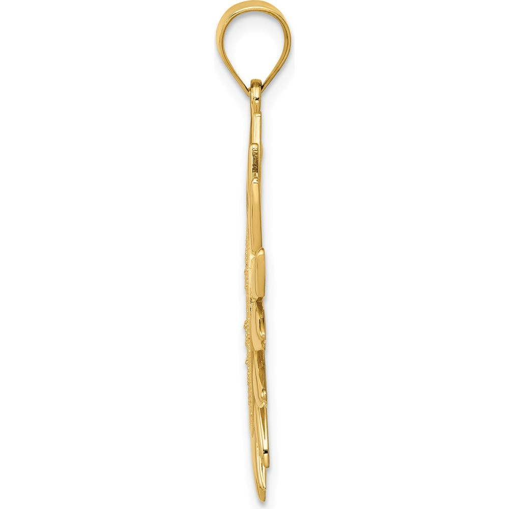 14K Yellow Gold Filigree Sun Pendant with Polished Finish by Oro Pregiato