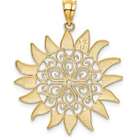 14K Yellow Gold Filigree Sun Pendant with Polished Finish by Oro Pregiato