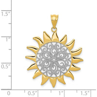 14K Yellow Gold Filigree Sun Pendant with Rhodium Accents - 30mm by Oro Pregiato