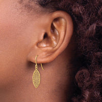 14K Yellow Gold Filigree Teardrop Dangle Earrings with French Wire Closure by Oro Pregiato