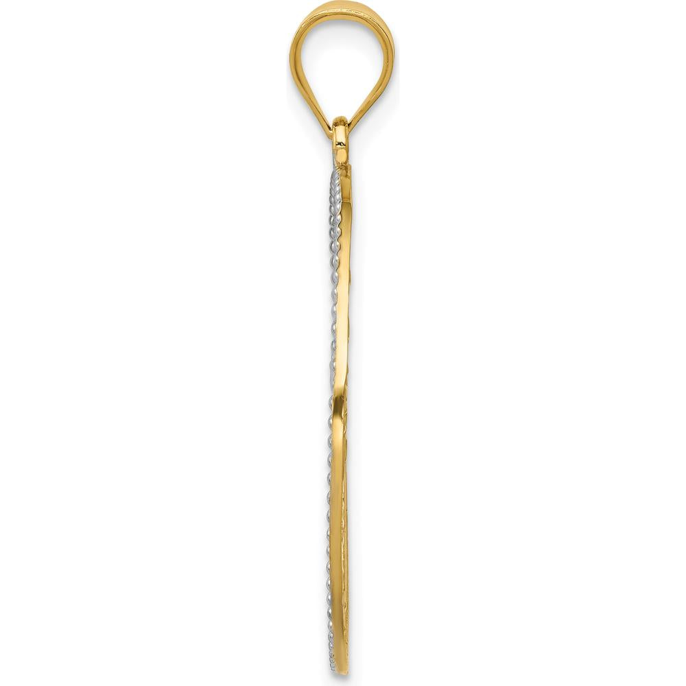 14K Yellow Gold Filigree Tree of Life Pendant with White Rhodium Accents - 28mm x 23mm by Oro Pregiato