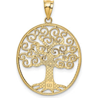 14K Yellow Gold Filigree Tree of Life Pendant with White Rhodium Accents - 28mm x 23mm by Oro Pregiato