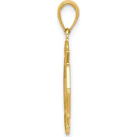 14K Yellow Gold Fire Department FD Badge Pendant with Textured Detailing by Oro Pregiato
