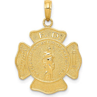 14K Yellow Gold Fire Department FD St. Florian Badge Pendant - 26mm by Oro Pregiato