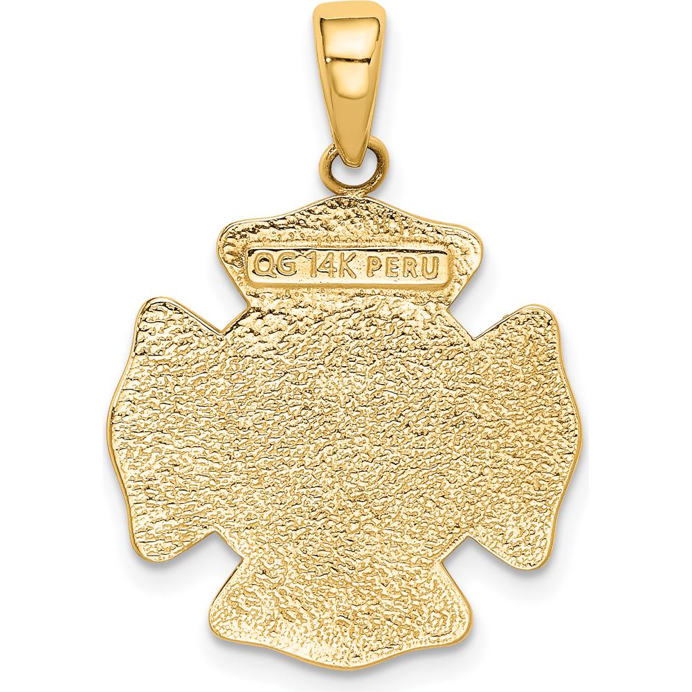 14K Yellow Gold Fire Department FD St. Florian Badge Pendant - 26mm by Oro Pregiato