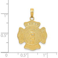 14K Yellow Gold Fire Department FD St. Florian Badge Pendant - 26mm by Oro Pregiato