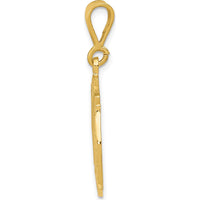 14K Yellow Gold Fire Rescue Badge Pendant with Polished and Textured Finish - 31.5mm Length, 19.5mm Width by Oro Pregiato