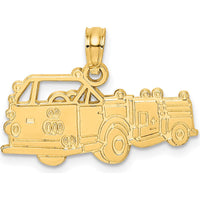 14K Yellow Gold Fire Truck Charm with Polished Finish - 23.2mm Length, 11.6mm Width by Oro Pregiato