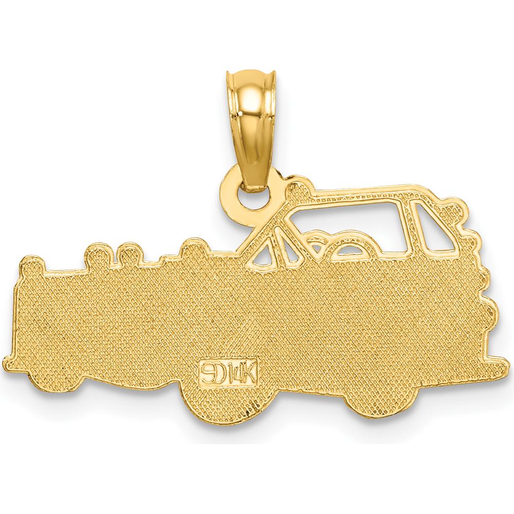 14K Yellow Gold Fire Truck Charm with Polished Finish - 23.2mm Length, 11.6mm Width by Oro Pregiato