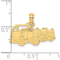 14K Yellow Gold Fire Truck Charm with Polished Finish - 23.2mm Length, 11.6mm Width by Oro Pregiato