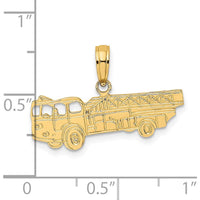 14K Yellow Gold Fire Truck Charm with Textured Back - Polished Finish by Oro Pregiato