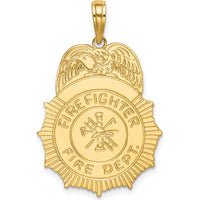 14K Yellow Gold Firefighter Badge Charm with Textured Back by Oro Pregiato
