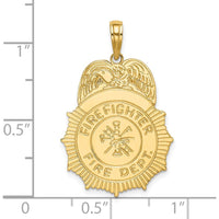 14K Yellow Gold Firefighter Badge Charm with Textured Back by Oro Pregiato