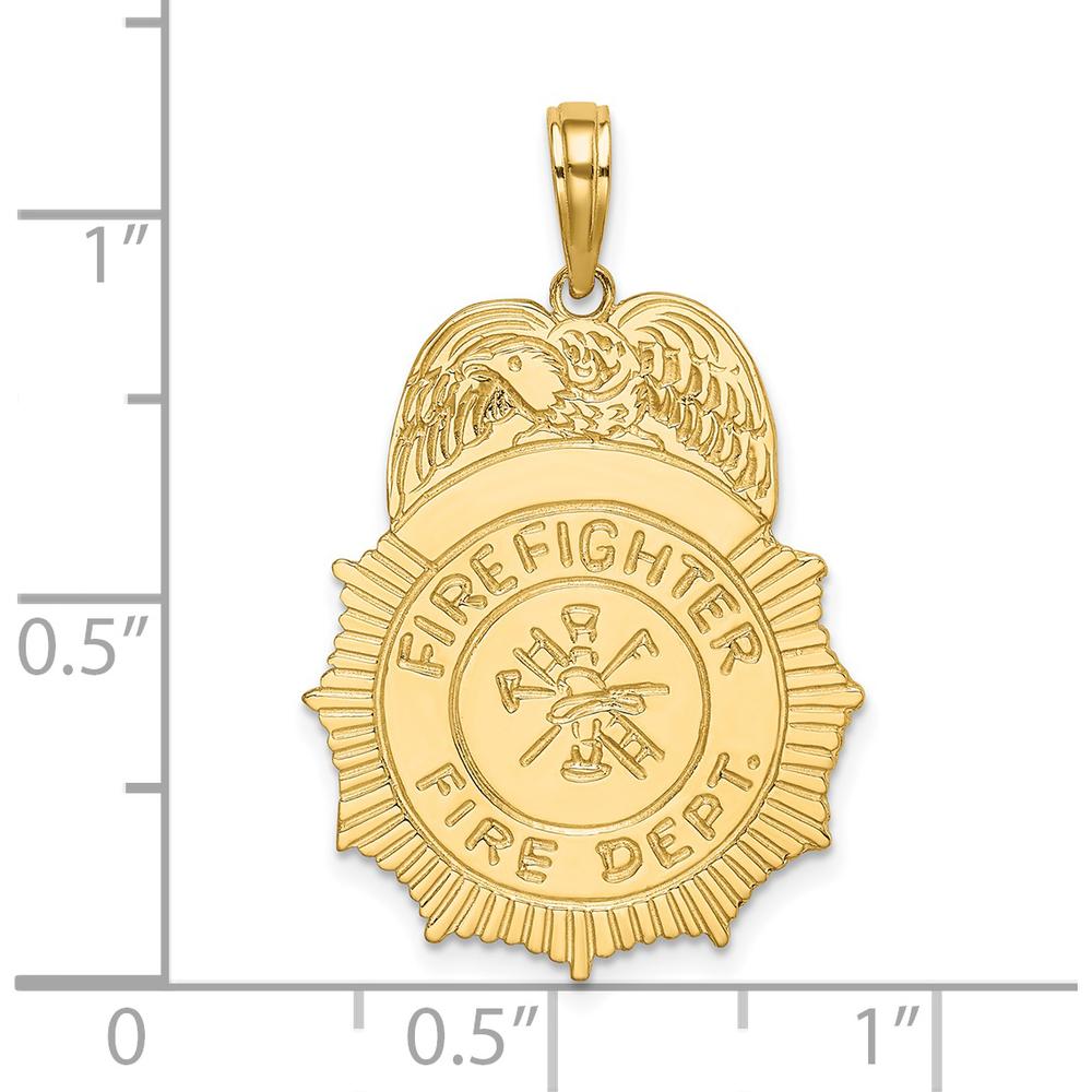 14K Yellow Gold Firefighter Badge Charm with Textured Back by Oro Pregiato