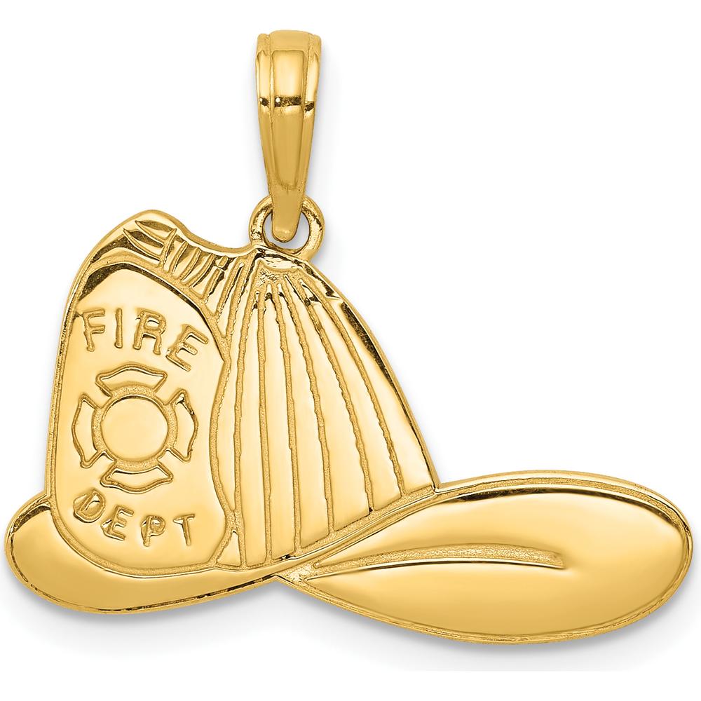14K Yellow Gold Firefighter Helmet Pendant - Polished Finish by Oro Pregiato