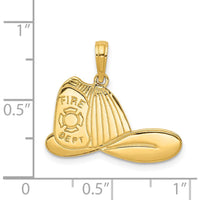 14K Yellow Gold Firefighter Helmet Pendant - Polished Finish by Oro Pregiato