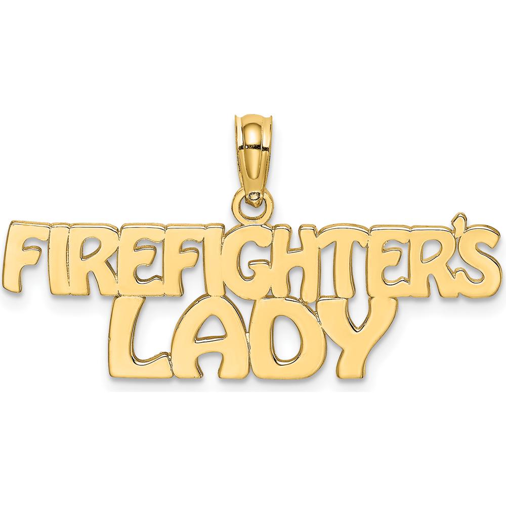 14K Yellow Gold Firefighter's Lady Charm Pendant by Oro Pregiato