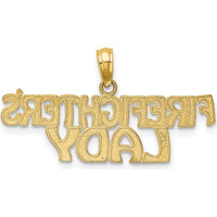 14K Yellow Gold Firefighter's Lady Charm Pendant by Oro Pregiato