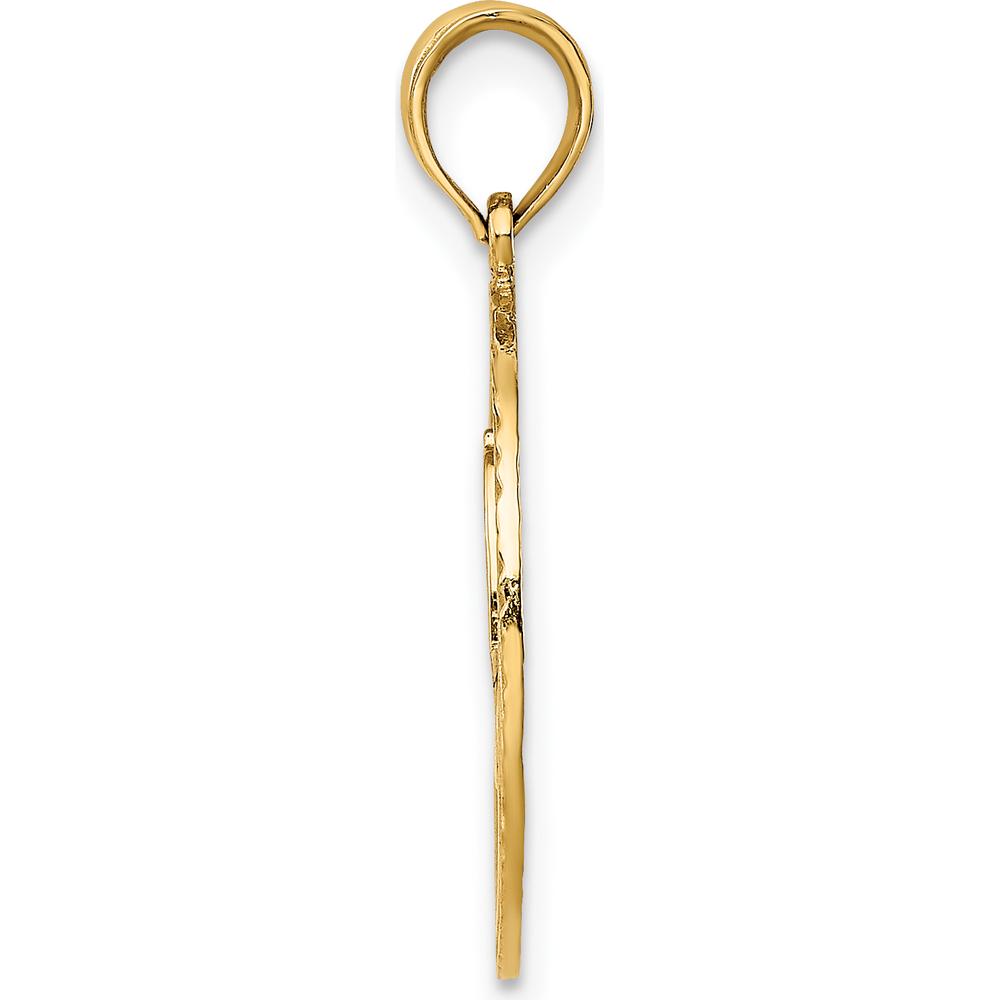 14K Yellow Gold Fireman Helmet in Circle Charm Pendant by Oro Pregiato