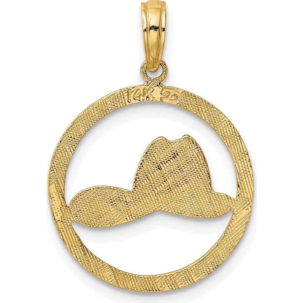 14K Yellow Gold Fireman Helmet in Circle Charm Pendant by Oro Pregiato