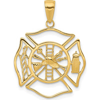 14K Yellow Gold Fireman Shield Pendant - Polished Finish by Oro Pregiato