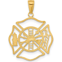 14K Yellow Gold Fireman Shield Pendant - Polished Finish by Oro Pregiato