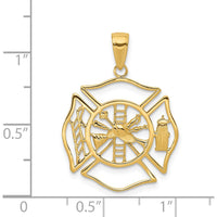 14K Yellow Gold Fireman Shield Pendant - Polished Finish by Oro Pregiato