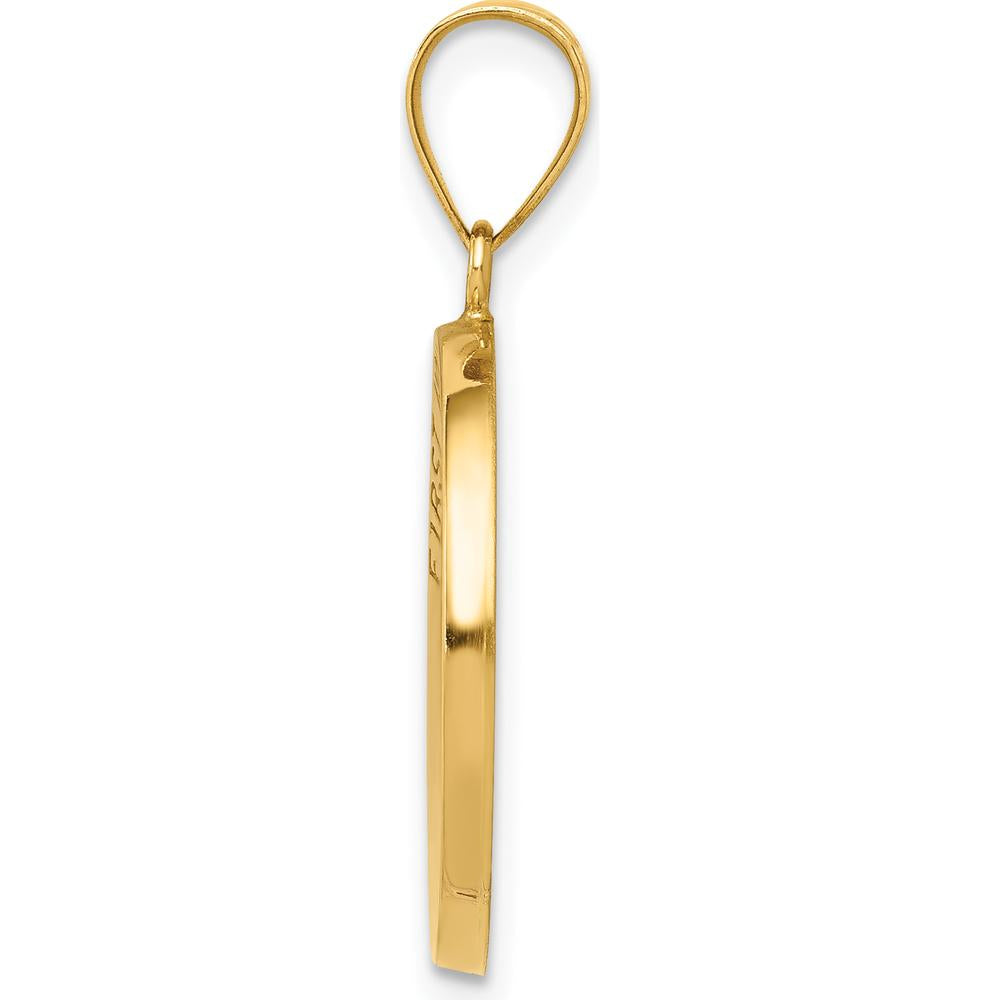 14K Yellow Gold First Holy Communion Medal Round Pendant with Polished and Satin Finish - 21mm Length by Oro Pregiato