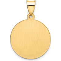 14K Yellow Gold First Holy Communion Medal Round Pendant with Polished and Satin Finish - 21mm Length by Oro Pregiato