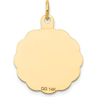 14K Yellow Gold First Holy Communion Round Disc Pendant with Polished and Satin Finish - 26mm Length x 20mm Width by Oro Pregiato