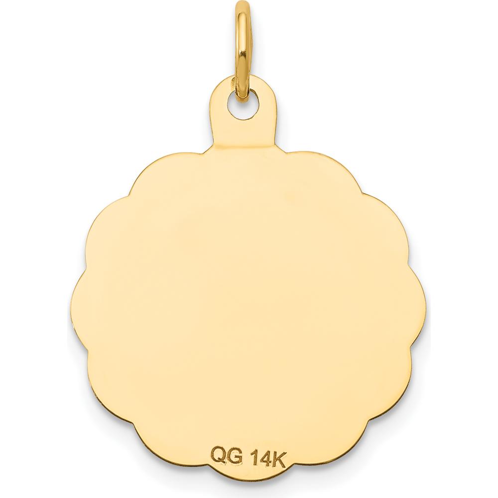 14K Yellow Gold First Holy Communion Round Disc Pendant with Polished and Satin Finish - 26mm Length x 20mm Width by Oro Pregiato