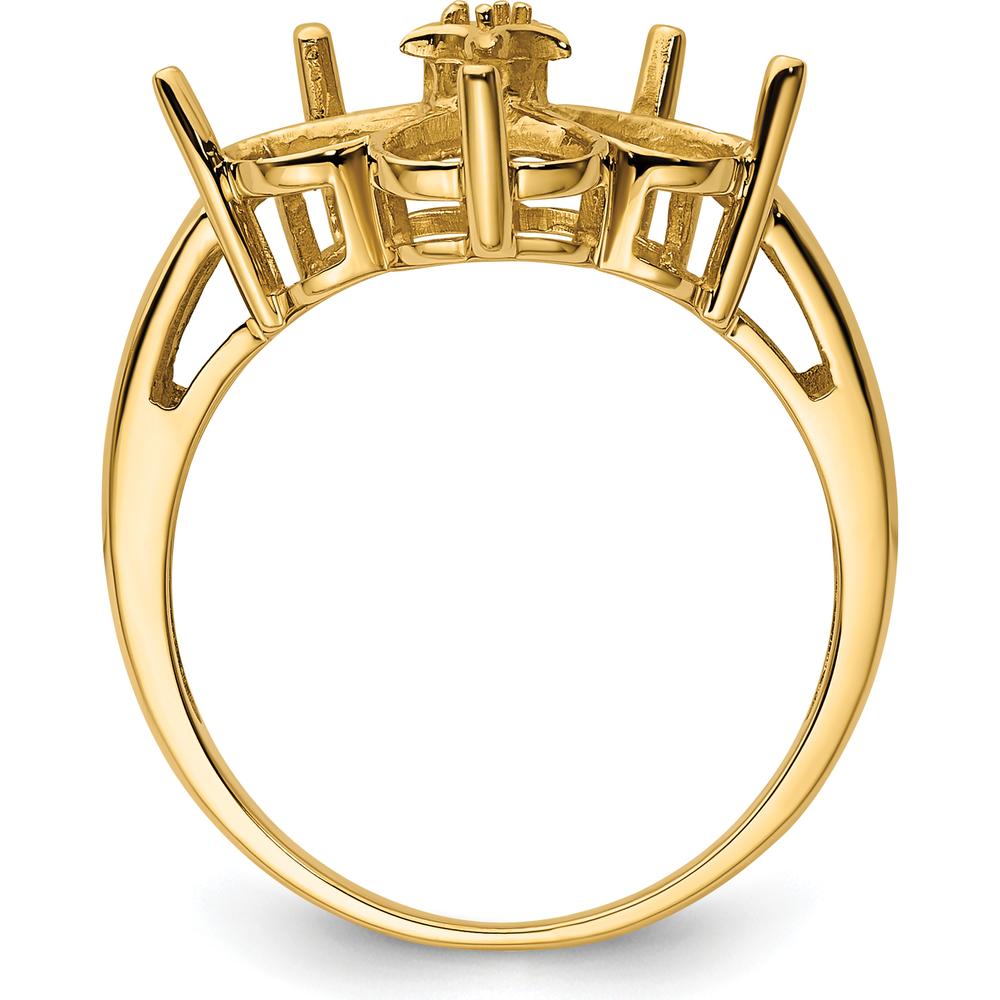 14K Yellow Gold Five 6mm Heart Gemstone Mounting Ring - Polished Openwork Design by Monteluci Fine Jewelry