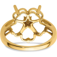 14K Yellow Gold Five 6mm Heart Gemstone Mounting Ring - Polished Openwork Design by Monteluci Fine Jewelry
