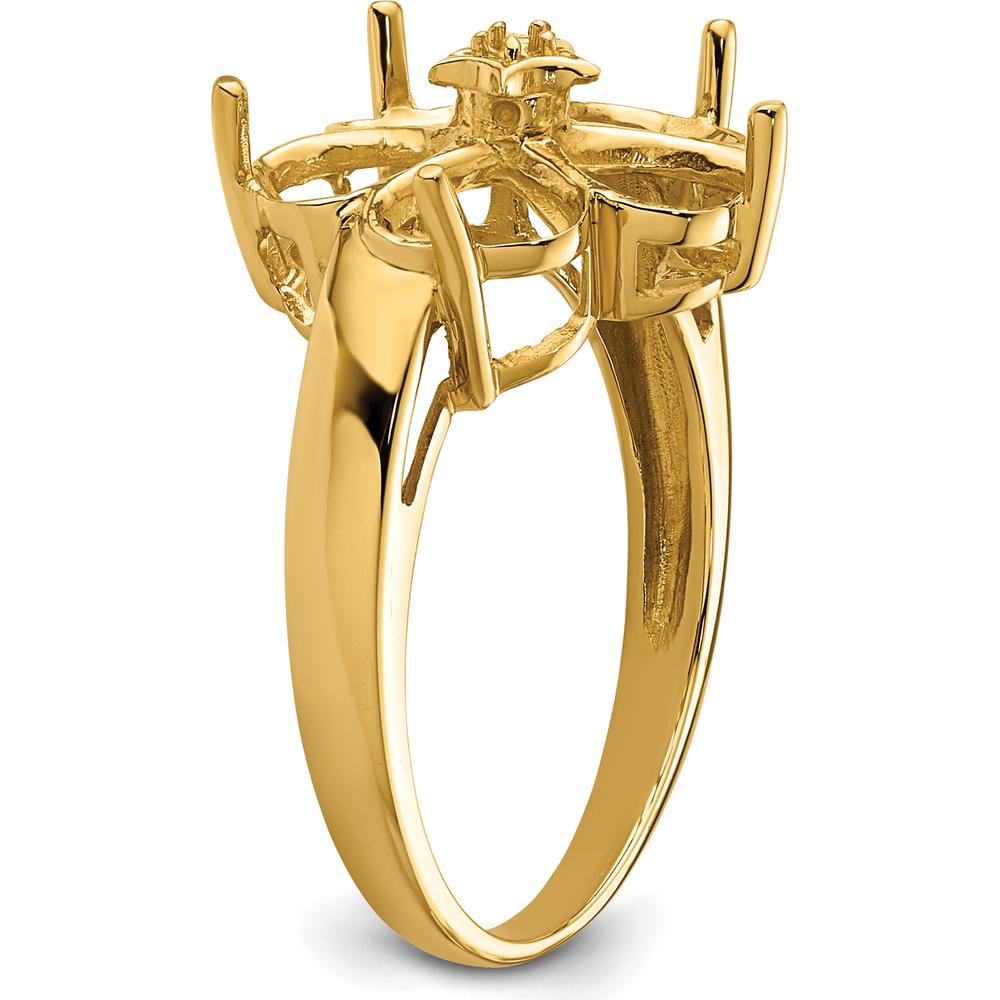 14K Yellow Gold Five 6mm Heart Gemstone Mounting Ring - Polished Openwork Design by Monteluci Fine Jewelry