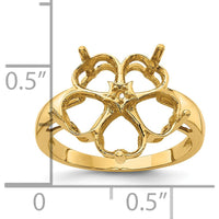14K Yellow Gold Five 6mm Heart Gemstone Mounting Ring - Polished Openwork Design by Monteluci Fine Jewelry