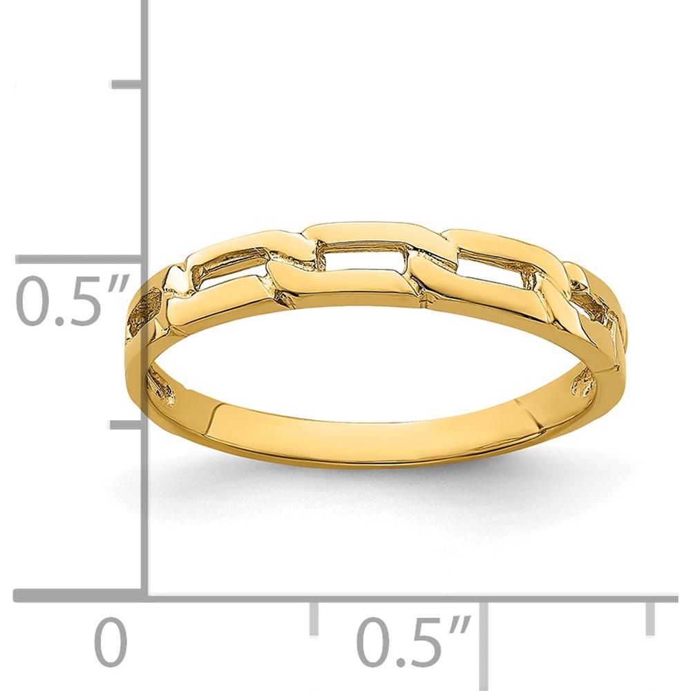 14K Yellow Gold Five Chain Link Band Ring - Fashionable Tapered Link Design by Oro Pregiato