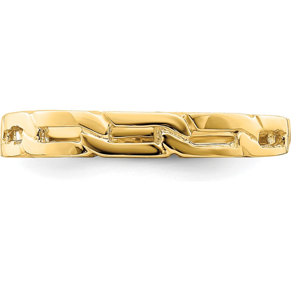 14K Yellow Gold Five Chain Link Band Ring - Fashionable Tapered Link Design by Oro Pregiato