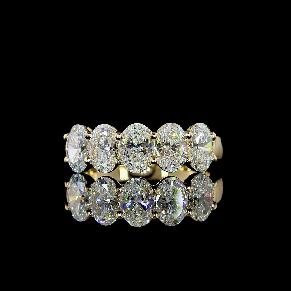 14K Yellow Gold Five-Stone East-West Eternity Band with Oval Cut Lab Diamonds - 2.07 Carat Total Weight - Covaloro Fine Jewelry