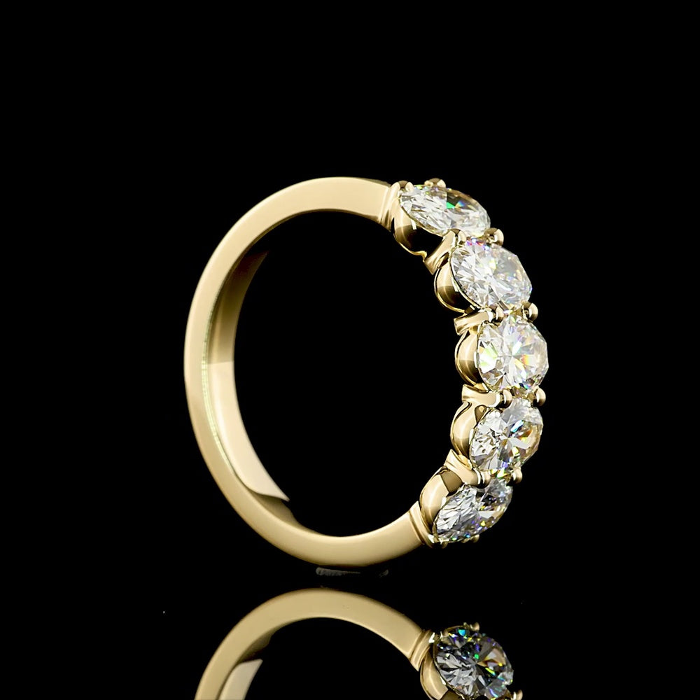 14K Yellow Gold Five-Stone East-West Eternity Band with Oval Cut Lab Diamonds - 2.07 Carat Total Weight - Covaloro Fine Jewelry