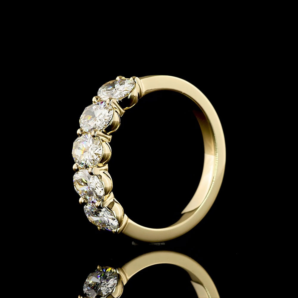 14K Yellow Gold Five-Stone East-West Eternity Band with Oval Cut Lab Diamonds - 2.07 Carat Total Weight - Covaloro Fine Jewelry