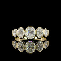 14K Yellow Gold Five Stone Eternity Band with North-South Bezel Set Oval Lab Diamonds - 1.49 Carat Total Weight - Covaloro Fine Jewelry