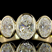 14K Yellow Gold Five Stone Eternity Band with North-South Bezel Set Oval Lab Diamonds - 1.49 Carat Total Weight - Covaloro Fine Jewelry