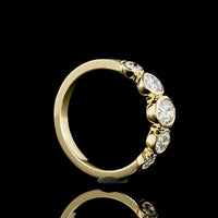 14K Yellow Gold Five Stone Eternity Band with North-South Bezel Set Oval Lab Diamonds - 1.49 Carat Total Weight - Covaloro Fine Jewelry