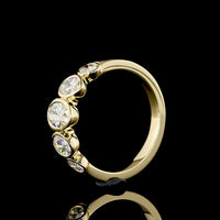 14K Yellow Gold Five Stone Eternity Band with North-South Bezel Set Oval Lab Diamonds - 1.49 Carat Total Weight - Covaloro Fine Jewelry