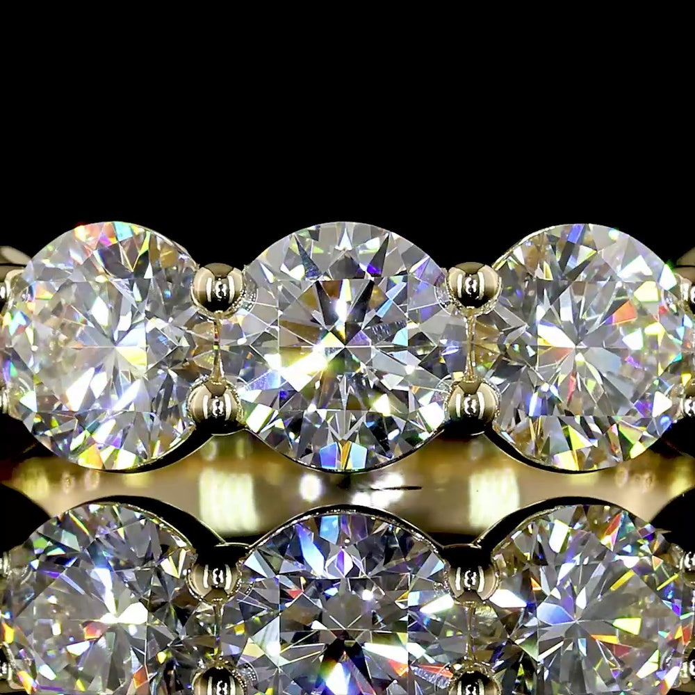 14K Yellow Gold Five-Stone Eternity Band with Round Brilliant Cut Lab Diamonds - 1.61 Carats Total Diamond Weight - Covaloro Fine Jewelry