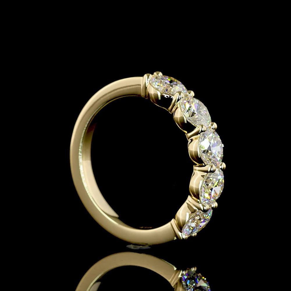14K Yellow Gold Five-Stone Eternity Band with Round Brilliant Cut Lab Diamonds - 1.61 Carats Total Diamond Weight - Covaloro Fine Jewelry
