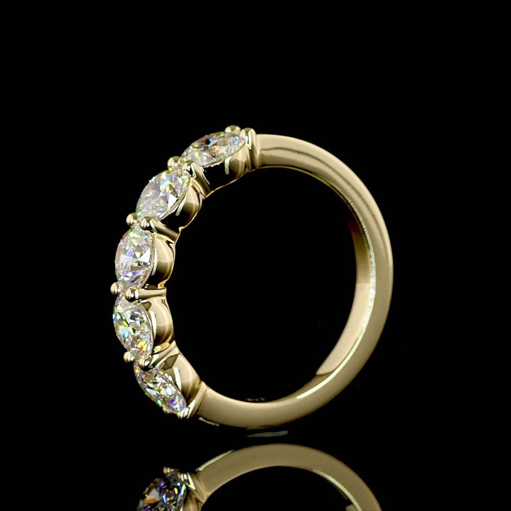 14K Yellow Gold Five-Stone Eternity Band with Round Brilliant Cut Lab Diamonds - 1.61 Carats Total Diamond Weight - Covaloro Fine Jewelry